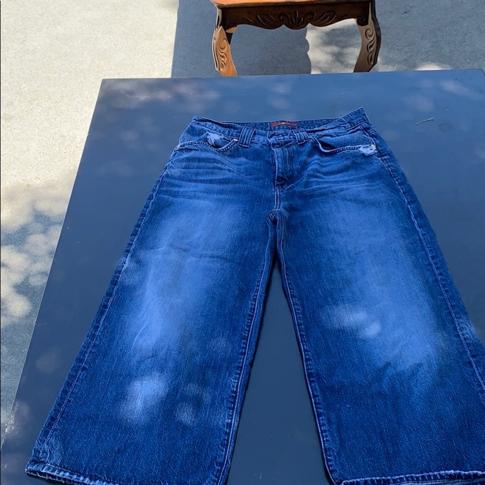 Denim wide leg coulotte/ capri